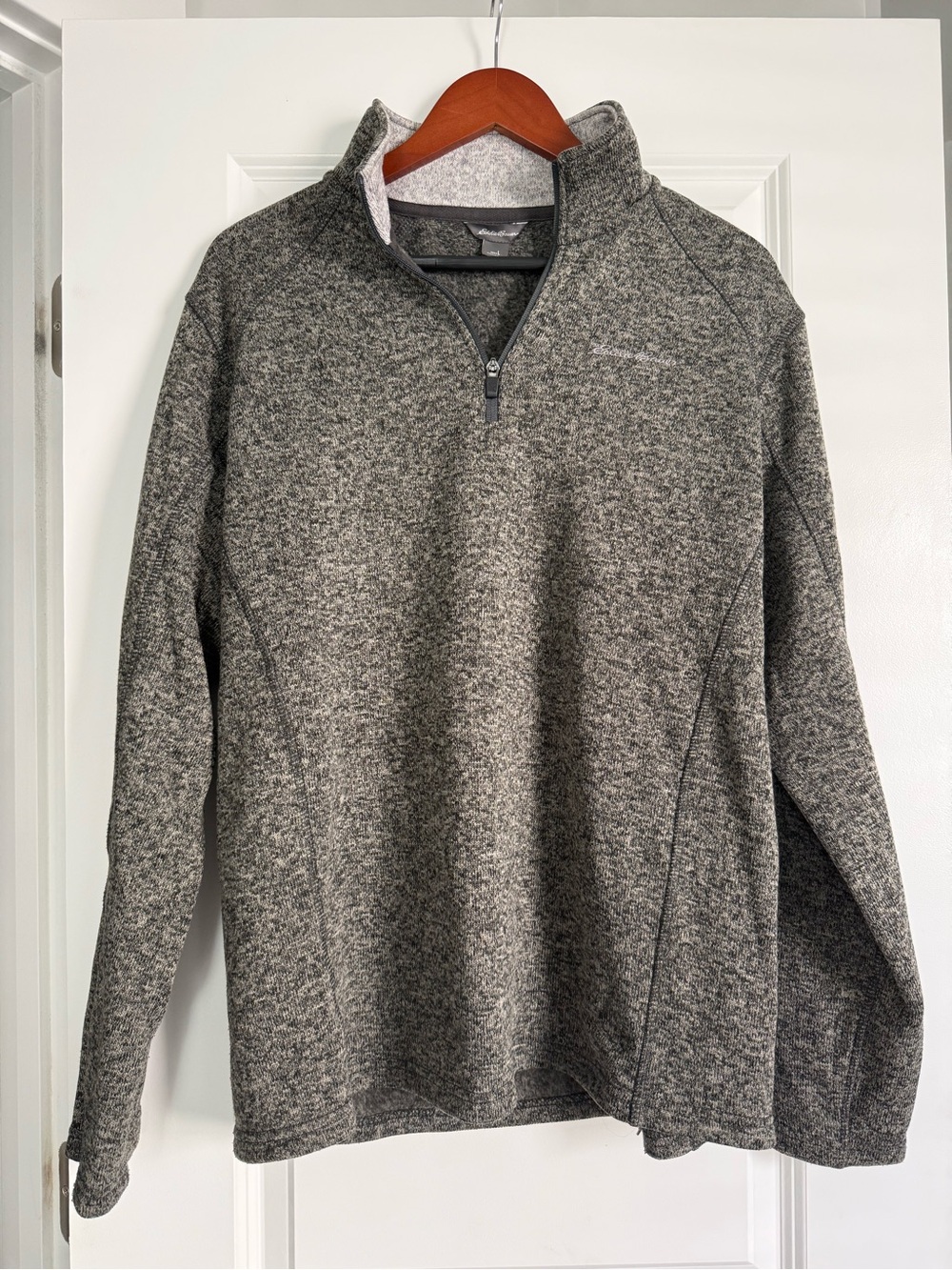 Eddie Bauer Men's Heathered Charcoal Quarter-Zip Pullover size large